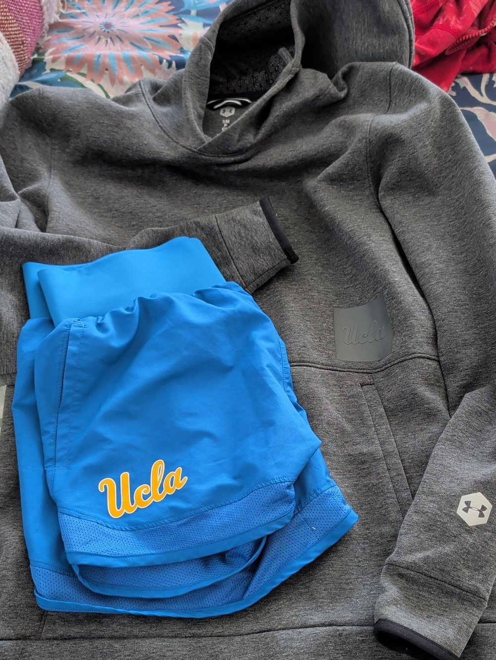 Under Armour UCLA Blue Athletic Shorts And Sweatshirt